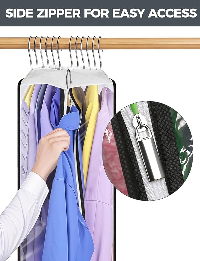 4 pcs 50" Garment Bags for Hanging Clothes, Garment Bags for Travel Covers - Image 5