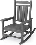 KINGYES HDPE Outdoor Rocking Chair, Widened Seat Patio Rocking Chair, Oversized All Weather Patio Rocker, Gray by KINGYES