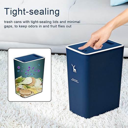 XPIY Trash Can with Lid, 2 Pack 4 Gallons/15 Liters Garbage Can with Press Top - Image 3