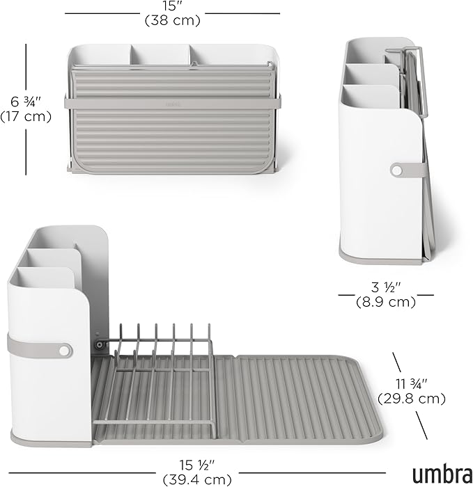 Umbra Sling Compact Dish Rack for Drying Dishes, Cutlery and More, Folds Away - Image 3