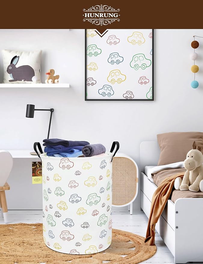 HUNRUNG Laundry Hamper, Large Canvas Fabric Lightweight Storage Basket Toy - Image 5