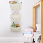 TeoKJ 3-Tier Woven Cotton Wall-Mounted Hanging Storage Baskets, Over the Door - Image 5