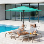 MEWAY 12ft Patio Umbrella Outdoor Table Umbrellas with Crank, Market Umbrella 8 Sturdy Ribs for Deck, Garden, Pool and Backyard, Turquoise - Image 3