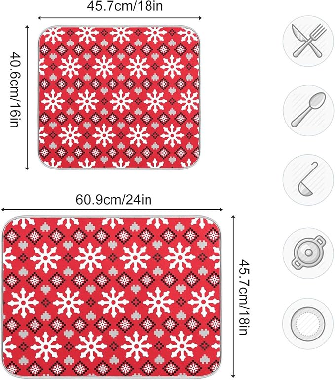 Christmas Snowflake Scandinavian Ornament Dish Drying Mat - Image 5