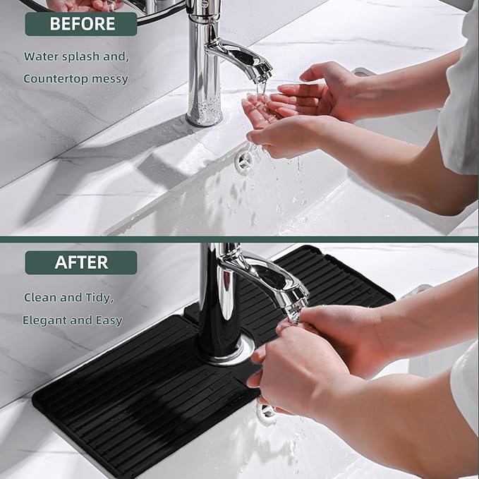 Faucet Mat for Kitchen Sink, Silicone Faucet Handle Drip Catcher Tray, Drying - Image 5