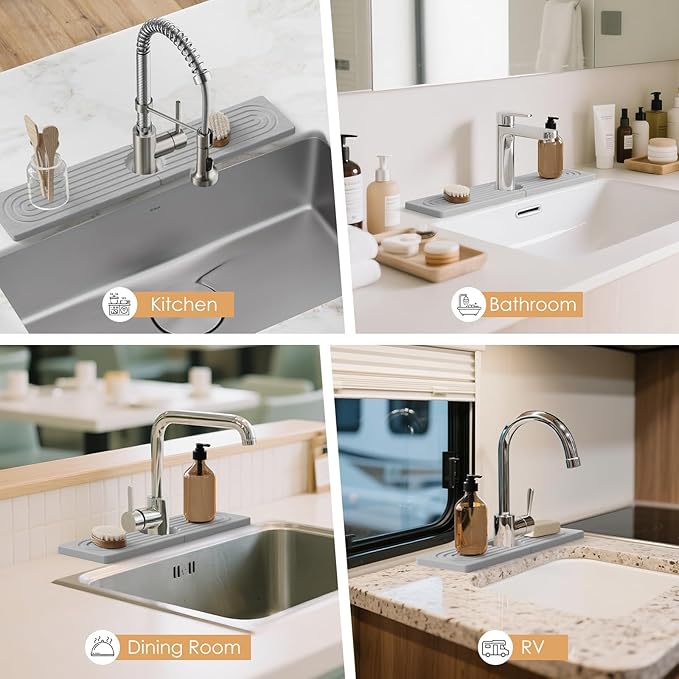 15.7''x4.8''Stone Faucet Mat for Kitchen Sink, Diatomite Quick Dry Kitchen Sink - Image 7