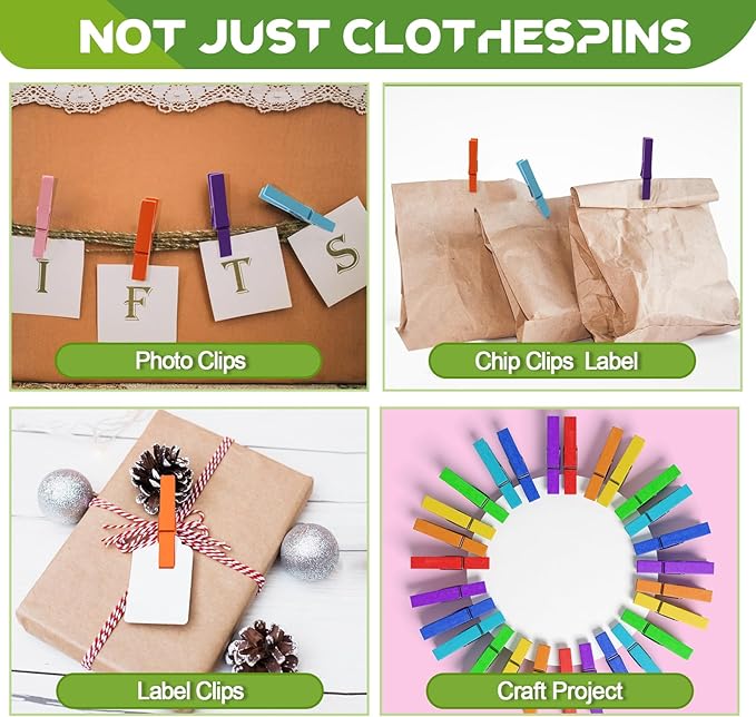 100 Pcs Colored Clothes Pins Wooden, Colored Clothespins - Image 8