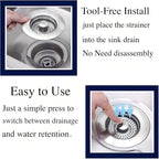 2Count 3-in-1 Kitchen Sink Drain Strainer & Stopper - Image 6
