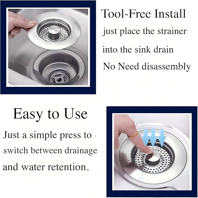 2Count 3-in-1 Kitchen Sink Drain Strainer & Stopper - Image 6