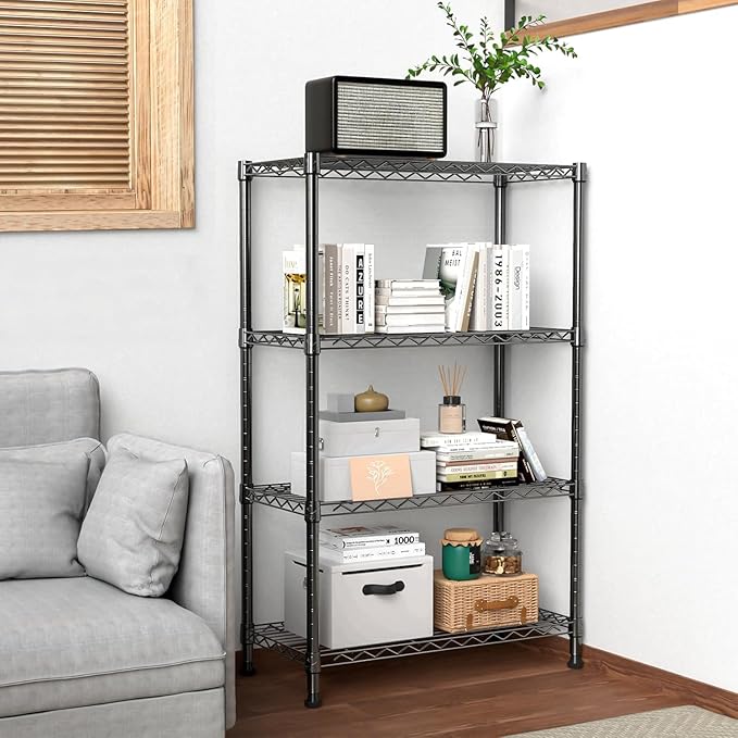 Xcity Storage Shelves, 4 Tier Heavy Duty Metal Shelving Unit, 1600 LBS Capacity Adjustable Steel Wire Shelf Organizer for Pantry, Kitchen, Garage, 14" D x 36" W x 54" H, Black - Image 2