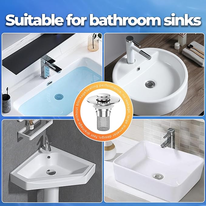 Sink Stopper Hair Catcher, Pop-up Sink Drain Strainer - Image 4