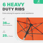 JEAREY 7.5FT Patio Umbrella Market Table Umbrella with 6 Sturdy Ribs, Push Button Tilt/Crank Outdoor Umbrella for Garden, Deck, Backyard, Pool and Beach,Orange - Image 9