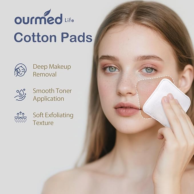Ourmed Life Large Cotton Pads for Face, Soft & Lint-Free Cotton Rounds - Image 2