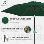 JEAREY 7.5FT Patio Umbrella Outdoor Market Umbrella with 6 Sturdy Ribs, Push Button Tilt/Crank Table Umbrella for Garden, Deck, Backyard and Pool, Dark Green - Image 7