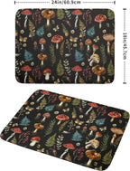 Natural Botanical Dish Drying Mat Mushroom Fern Leaves Berry Drainer Mat Black - Image 2