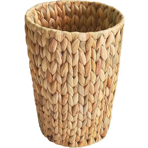 2 Gallon Wicker Trash Can, Woven Water Hyacinth Wicker Waste Basket by Unknown