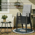MAMIZO Patio Dining Chairs, Stackable All Weather Teslin Chair, Heavy Duty Outdoor Breathable Chairs Set, w/Armrests, Upgraded Chair FeetW/Strenthened Iron Spacers, 330 LBS (8, Grey) - Image 7