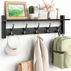 Coat Rack Wall Mount with Shelf, 24 Inch Coat Hanger Walls Mounted, Hat Rack by Optish