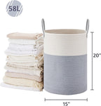 VIPOSCO Large Laundry Hamper, Tall Woven Rope Storage Basket - Image 5