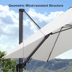 PURPLE LEAF 9.8' X 9.8' Patio Umbrella with Base Outdoor Cantilever Swivel Square Umbrella with Tilt Aluminum Offset Umbrella with 360-degree Rotation for Garden Deck Pool Patio White - Image 9