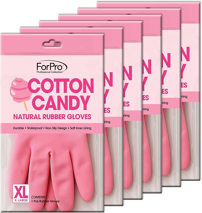 ForPro Natural Rubber Gloves, 6 Pairs Reusable Multi-Purpose Household Cleaning - Image 3