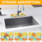 2 Pack Abstract Flowers Sink Splash Guard Faucet Mat Vintage Floral Super - Image 5