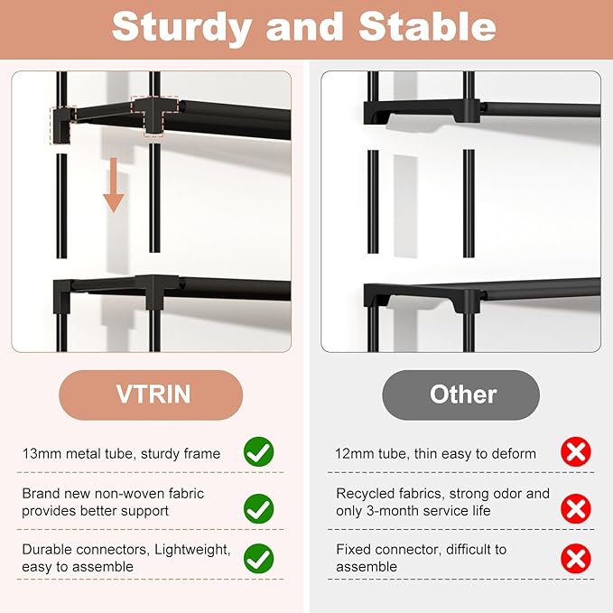 VTRIN 10 Tier Shoe Rack Tall Large Capacity 50 Pair Wide Shoe Organizer - Image 6