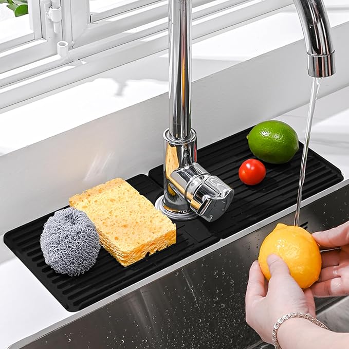 Faucet Mat for Kitchen Sink, Silicone Faucet Handle Drip Catcher Tray, Drying - Image 8