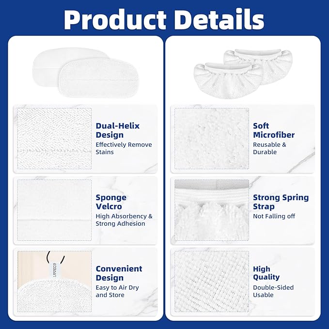 LOVECO 4 Pack Steam Mop Pads + 4 Microfiber Small Cloths Compatible - Image 4
