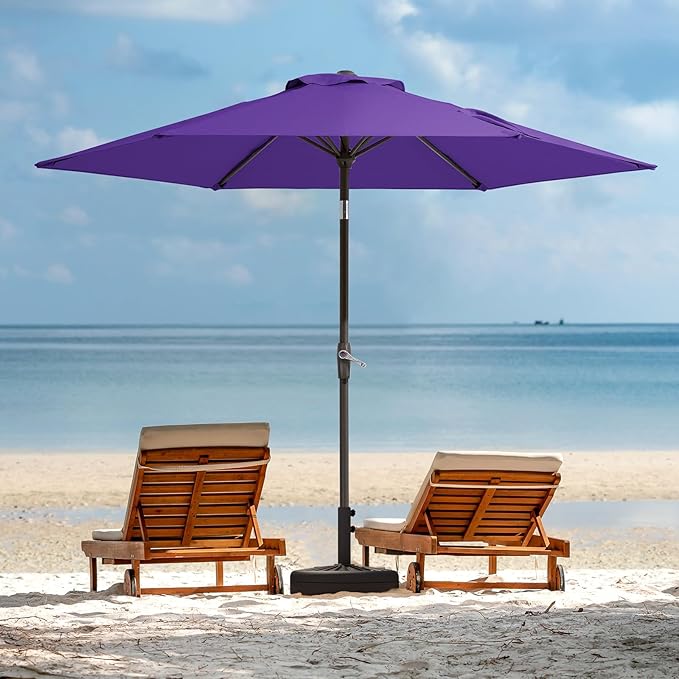 JEAREY 7.5FT Patio Umbrella Market Table Umbrella with 6 Sturdy Ribs, Push Button Tilt/Crank Outdoor Umbrella for Garden, Deck, Backyard, Pool and Beach,Dark Purple - Image 6