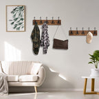 IBosins 2 Pack Coat Rack Wall Mount, Rustic Wooden Metal Coat Hooks Rail - Image 5