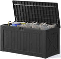 Patiowell 120 Gallon Large Deck Box, Outdoor Lockable Storage Box for Gardening Tools, Waterproof Deck Box for Patio Furniture, Black by Patiowell