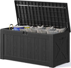 Patiowell 120 Gallon Large Deck Box, Outdoor Lockable Storage Box for Gardening Tools, Waterproof Deck Box for Patio Furniture, Black by Patiowell