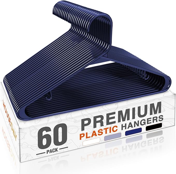 HOUSE DAY Blue Plastic Hangers 60 Pack, Clothes Hangers by HOUSEDAY
