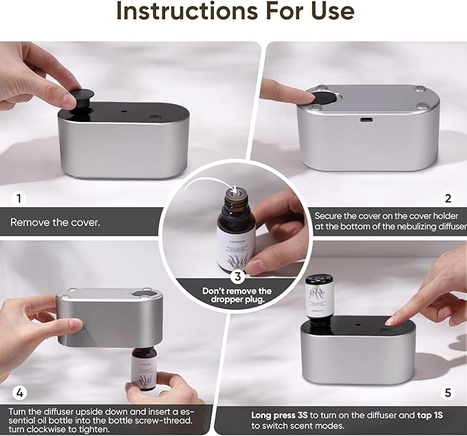 Waterless Diffuser for Essential Oil, Battery Operated Scent Air Aromatherapy - Image 7