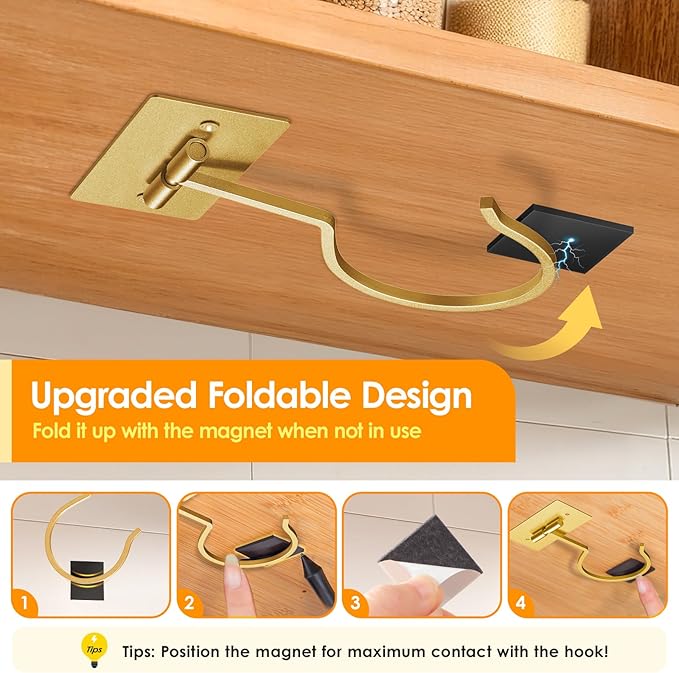Self Adhesive Banana Hook Under Cabinet Foldable Banana Hanger Metal Under - Image 2