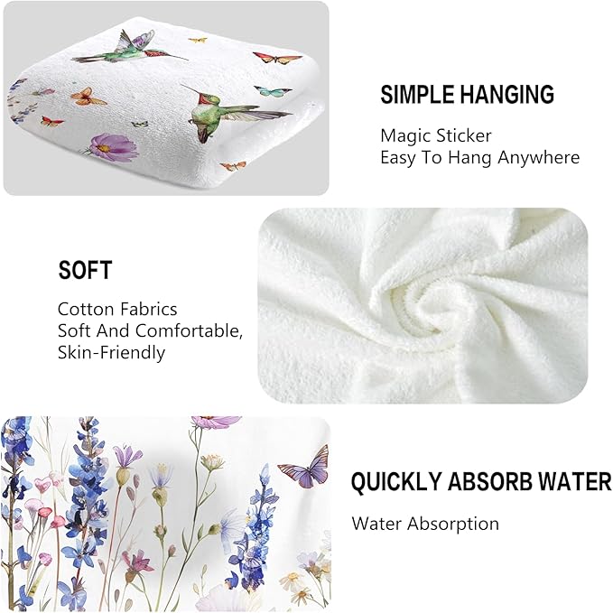 Watercolor Wildflower Floral Hand Towels - Image 3