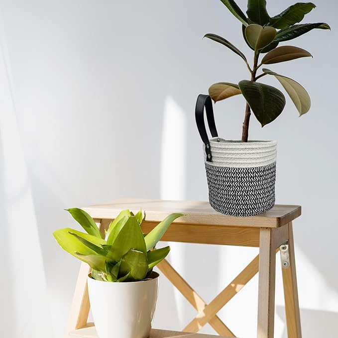 Cotton Rope Hanging Baskets for Organizing 2 Pcs Round Small Wall Basket - Image 2