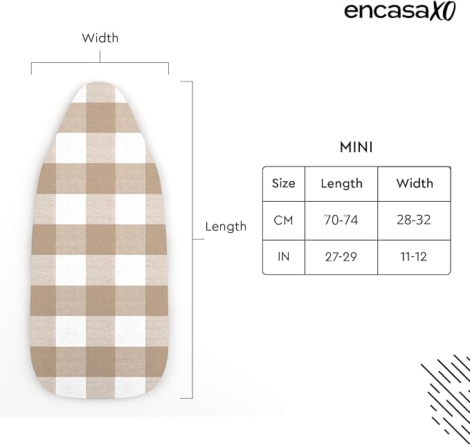Encasa XO Ironing Board Cover and Pad 28"x12" - 4mm Felt Mini Iron Board Cover - Image 2
