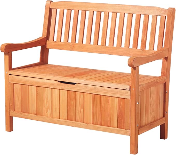 VEVOR Outdoor Storage Bench, 2-Person Wooden Storage Bench, 33 Gallons Deck Box with Side Handle, Supports up to 705 lbs, Weatherproof Outdoor Seating & Porch Decor, for Patio Garden Balcony Yard - Image 9