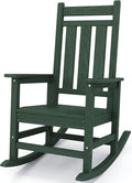 KINGYES Oversized Outdoor Rocking Chair, All-Weather Patio Rocking Chairs for Porch, HDPE Outdoor Patio Rockers with High Back & Wide Seat for Garden, Lawn, Green by KINGYES