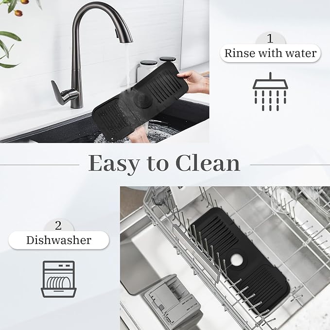 PoYang 14.6 Inch Faucet Mat for Kitchen Sink Splash Guard Behind Faucet - Image 9