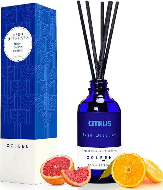 Citrus Scented Reed Diffuser, Lime & Lemon Oil Reed Diffuser, Real Citrus! by Xcleen