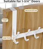 Door Hooks for Hanging, Over The Door Towel Racks for Bathroom, Coat Rack Door - Image 2