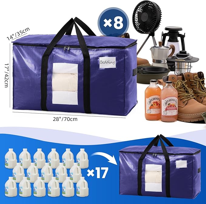 TAILI 8 Pack Dark Blue Extra Large Moving Bags, Heavy Duty Totes - Image 6