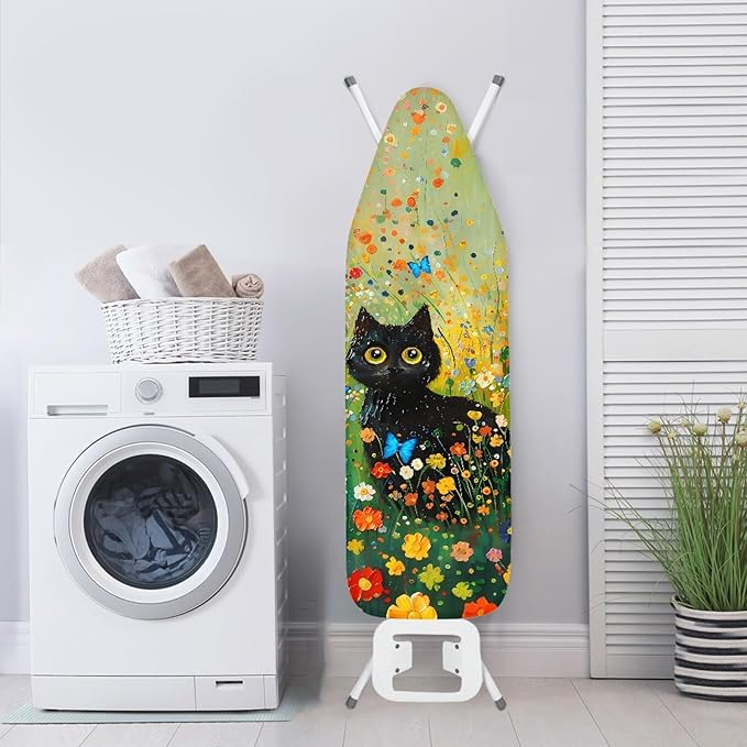 GLENLCWE Black Cat Hippie Flower Ironing Board Cover, 54x15 inches, Iron Board - Image 3
