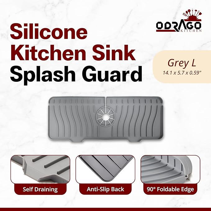 Odrago Silicone Faucet Mat, Countertop and Kitchen Sink Splash Guard, Anti-Slip - Image 2