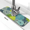 Kitchen Faucet Mat 15 x 5.5 Inch Abstract retro flower Faucet Draining Mat by Neonvane