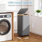 Yecaye 100L Large Capacity Laundry Hamper – Foldable Rolling Laundry Basket - Image 2