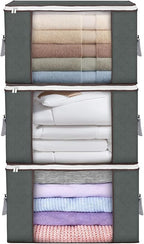 Large Storage Bags, 3 Pack Clothes Storage Bins Foldable Closet Organizers by BuddingJoy-BuildaJoyfulLifeforYou